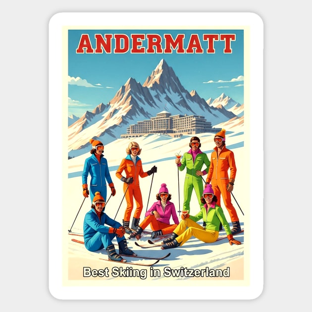 Andermatt Switzerland Skiing in Winter Sports Resort Sticker by Art2Wear